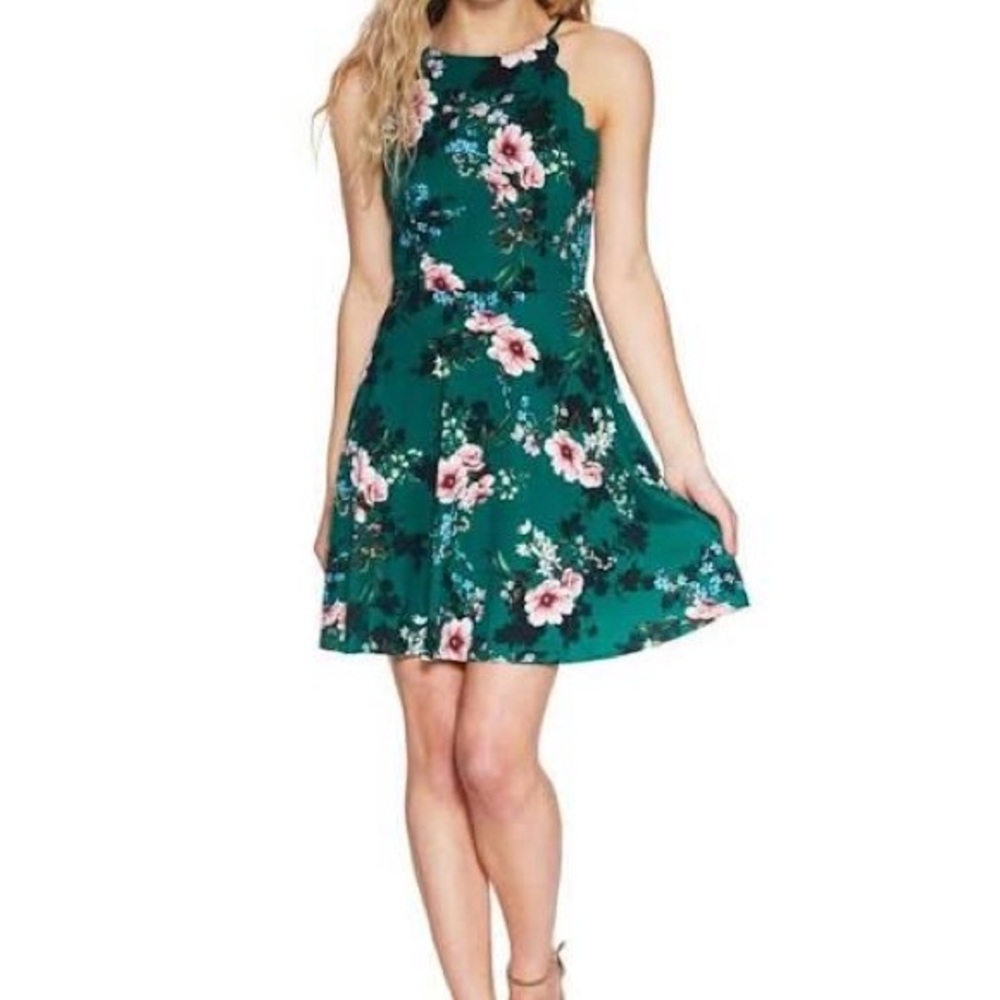 BCX Green Floral Skater Dress